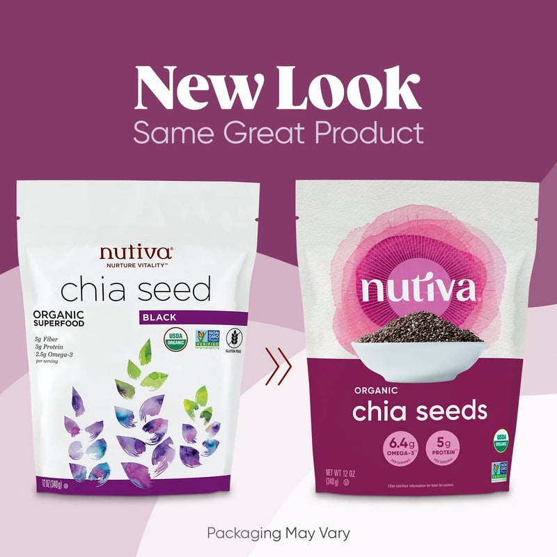 Nutiva بذور الشيا العضوية من نوتيفا، سوداء، 12 أونصة (عبوة من 1) - Image 2